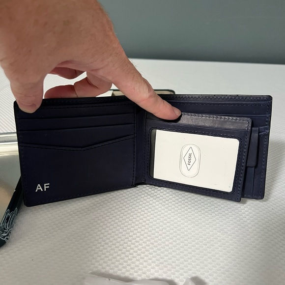 New Fossil Everett Large Coin Pocket Bifold Wallet Insignia Blue - Picture 6 of 11